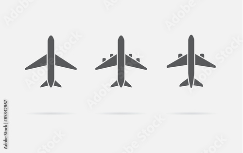 Aircraft or Airplane Icons Set Collection Vector Silhouette
