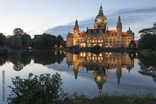 Germany, Hannover, view to lighted new city hall photo