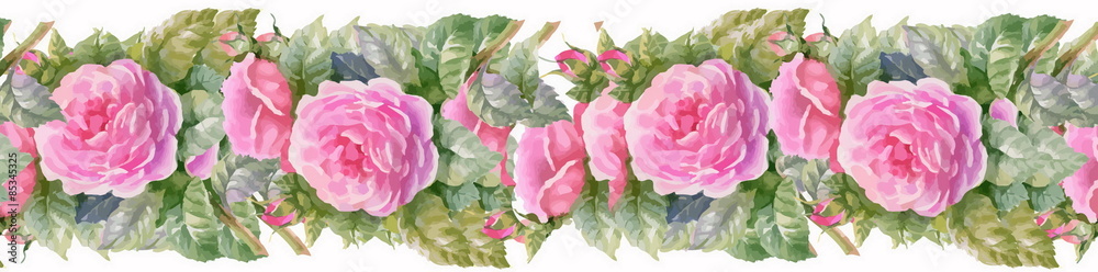 Seamless patterns with Beautiful flowers, watercolor illustratio