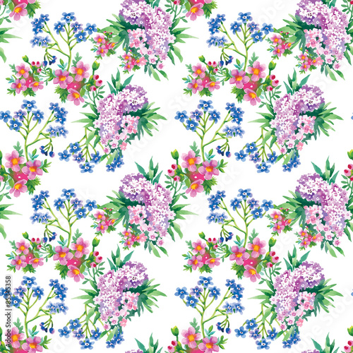 Seamless patterns with Beautiful flowers  watercolor illustration