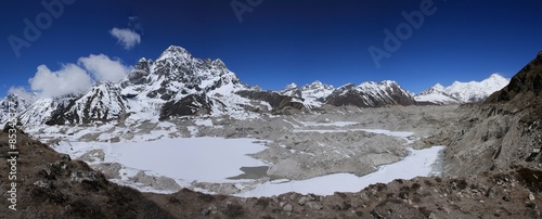 View of Ngozumba Glacier, Gokyo Ri and Cho Oyu