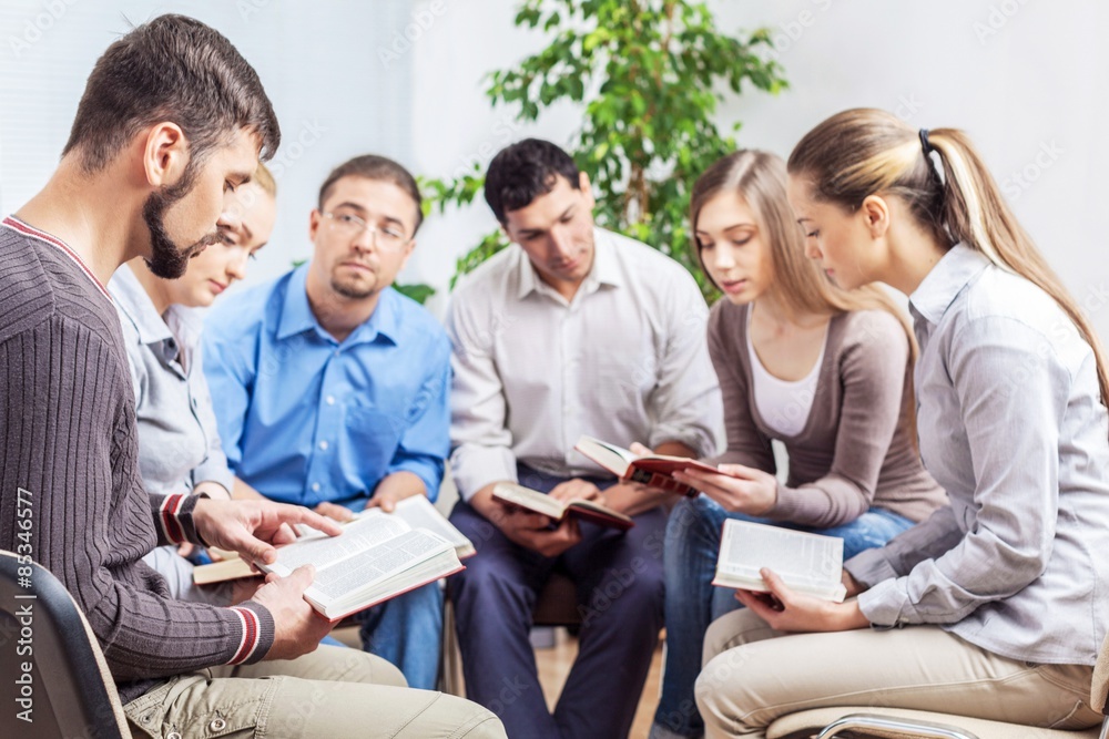 Group, book, studying. Group, book, studying.