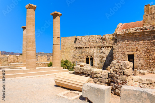 Ancient ruins of Acropolis in Lindos town, Rhodes
