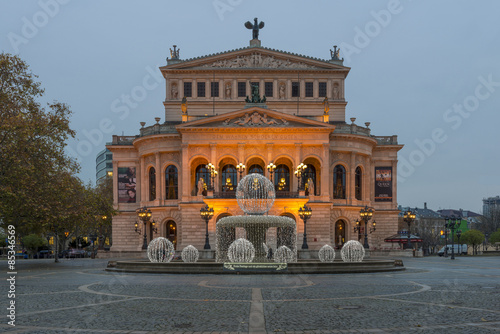 Germany, Frankfurt, view to lighted opera house