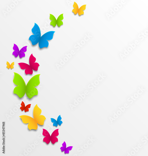 Abstract spring background with rainbow butterflies