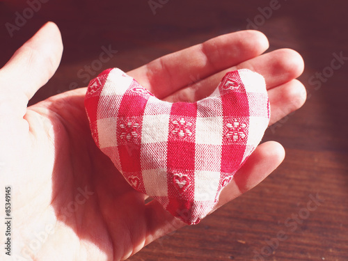 Obraz na płótnie Canvas small soft heart in open hand
