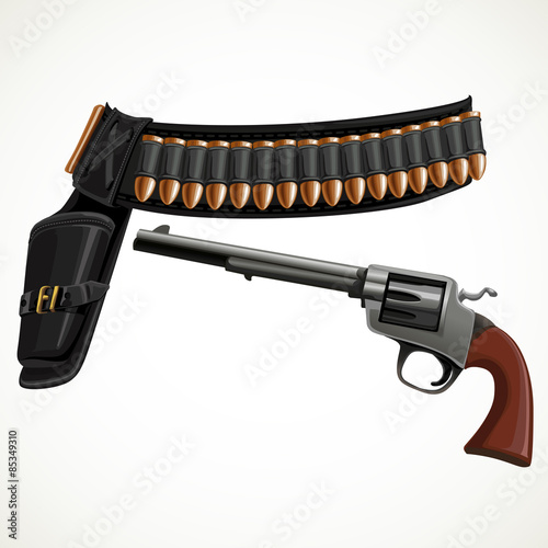revolver, a belt holster and ammunition