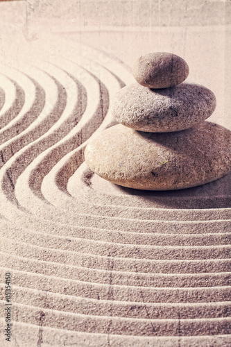 Canvas Print zen still life for spa and massage with sand and stones for balance and meditati