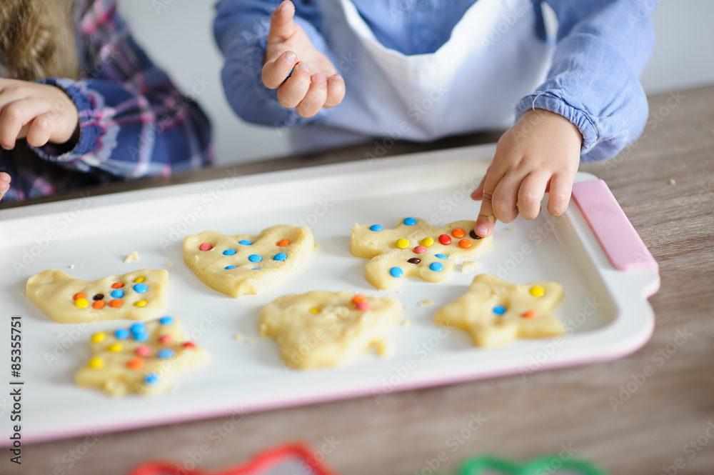 little kids baking funny colourful cookies little kids baking funny colourful cookies