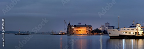 Haydarpasha and Kadıkoy Steamer Port panoroma in blue hours-Istanbul Turkey