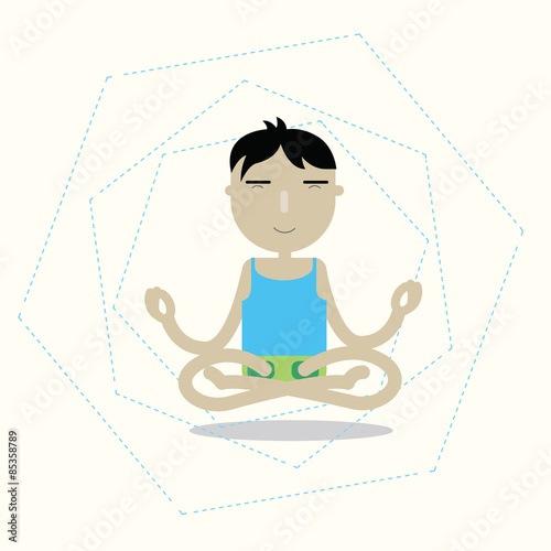 Vector man sitting cross-legged meditating