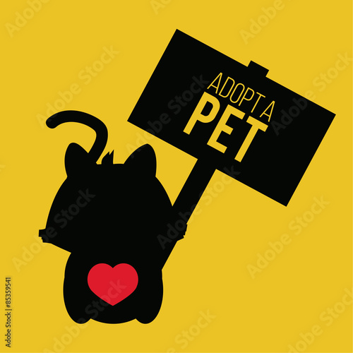 adopt a pet illustration over yellow color background