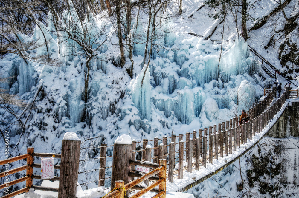 Naklejka premium 埼玉県 尾ノ内百景の氷柱