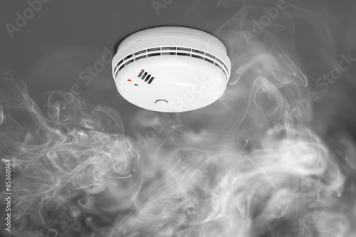 smoke detector of fire alarm in action
