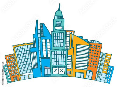 Buildings together in downtown or finnancial district