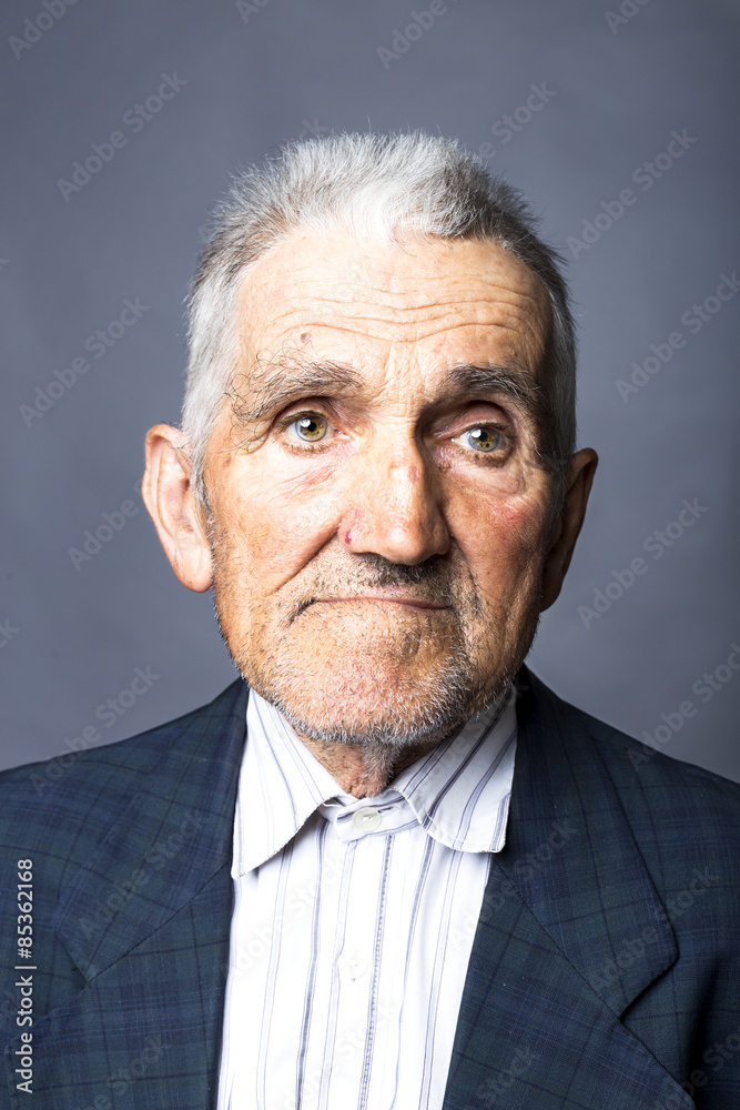 Closeup portrait of expressive old man