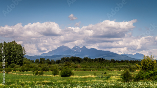 Golden Ears mountain seen from Derby Reach in Langley British Columbia