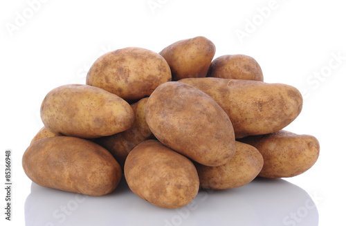 Russet Potatoes on White