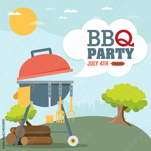 Invitation card on the barbecue