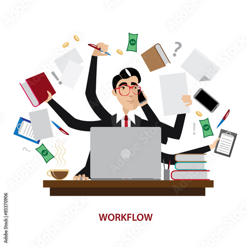 Busy businessman at workplace