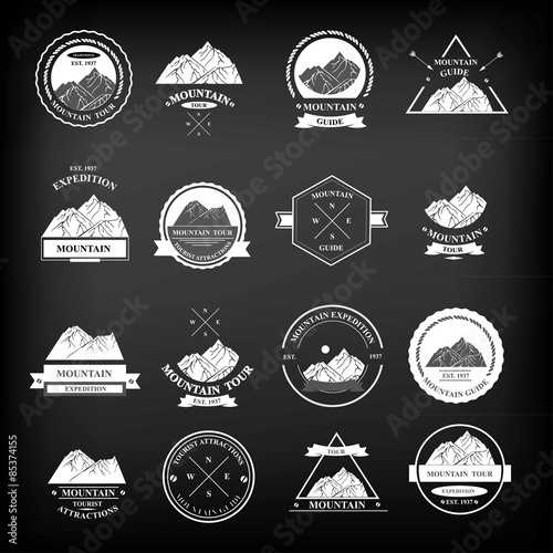 Set of expedition badges. Vector illustration.