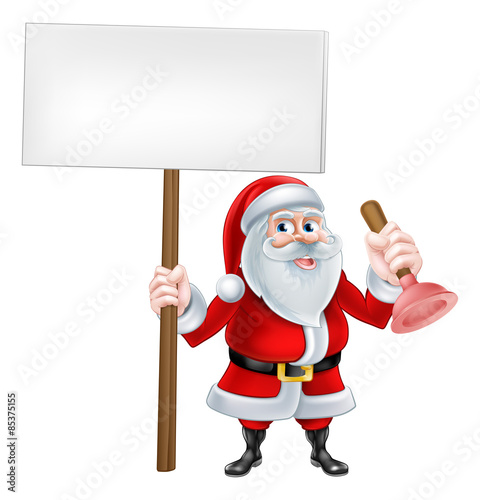 Cartoon Santa Plumber
