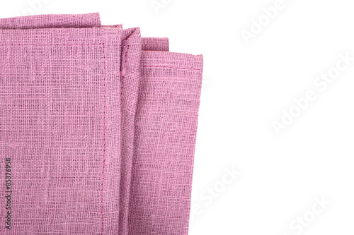 Pink kitchen napkins, towels isolated on a white background