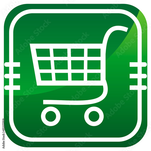 Shopping trolley - green icon isolated