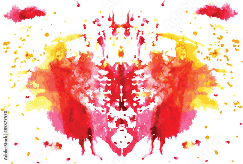 watercolor symmetrical Rorschach blot on a white background