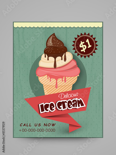 Menu card design for Ice Cream parlor.