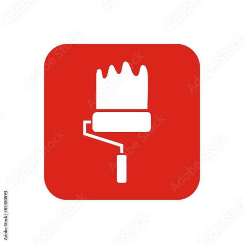 Icono útiles de pintor rojo cuadro