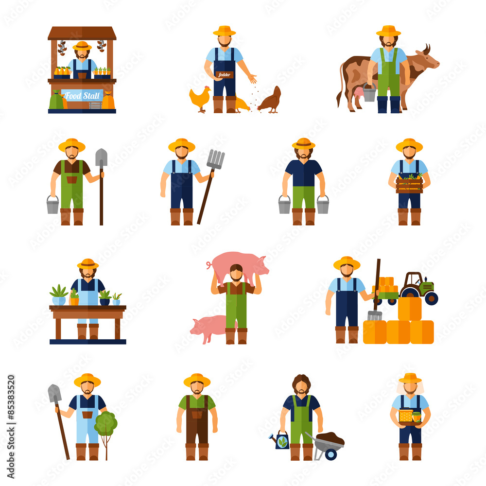 Fototapeta premium Farmers Icons Set