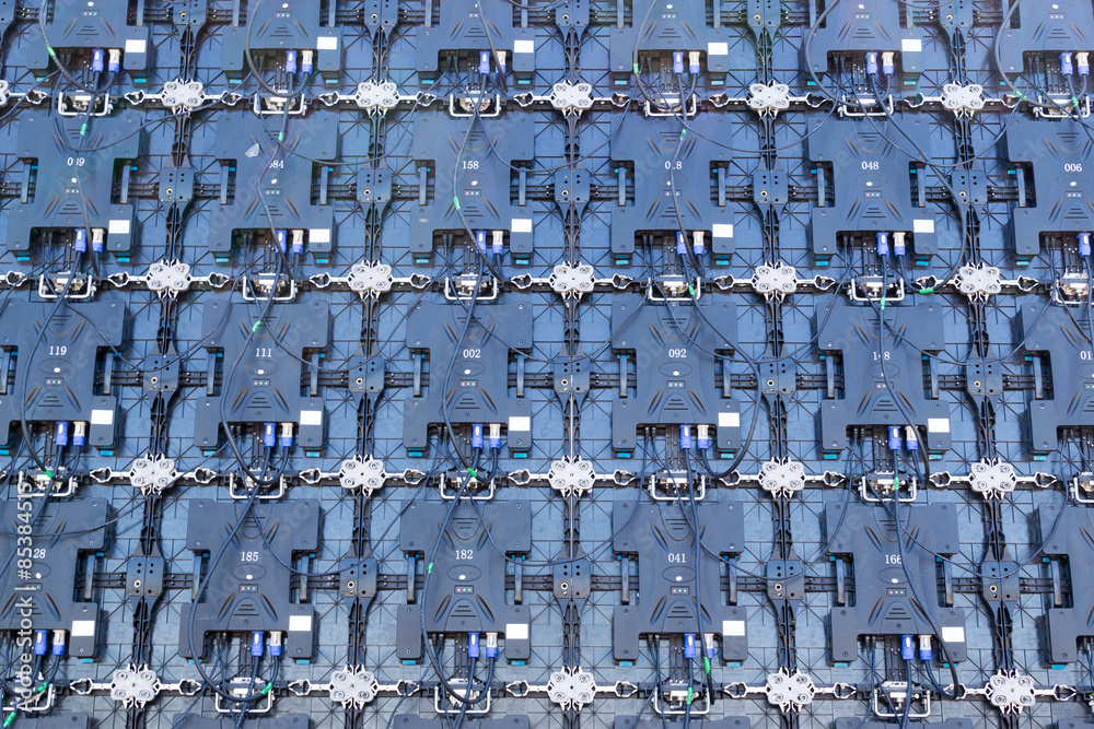 Fototapeta premium Row of the back of many Television Monitors