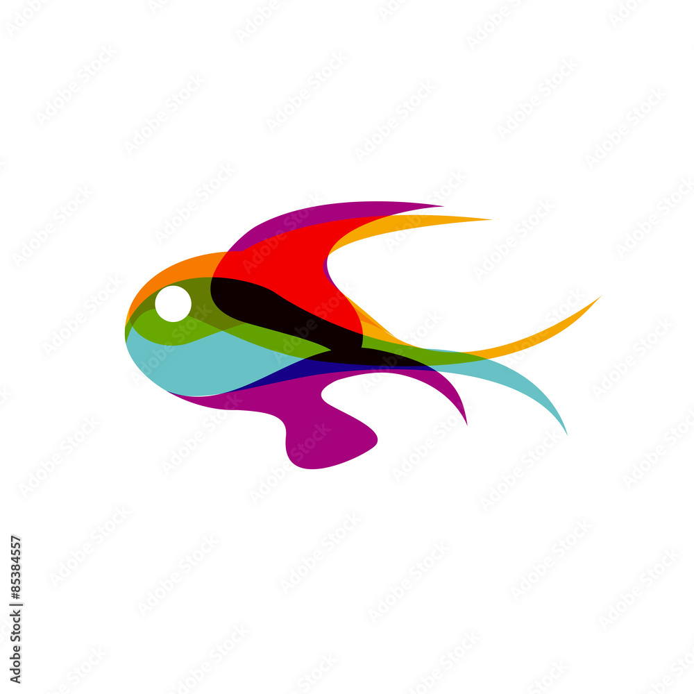 Obraz premium Vector sign abstract colorful fish