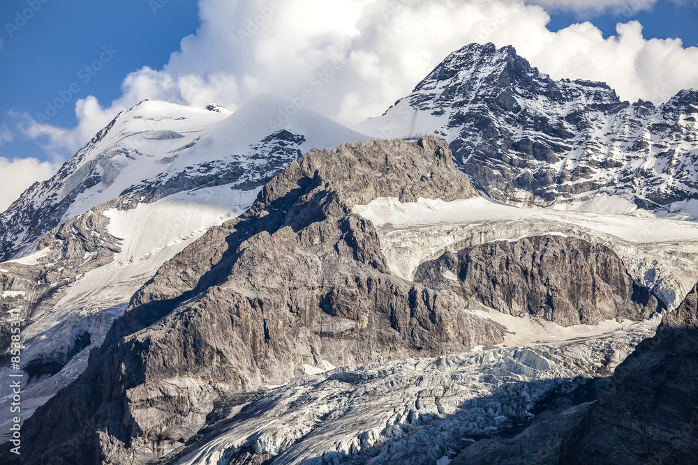 Alpine landscape - mountain peak and glacier