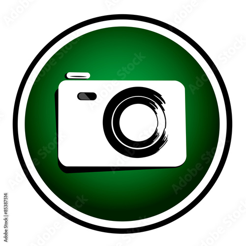 Photo camera - vector green round icon