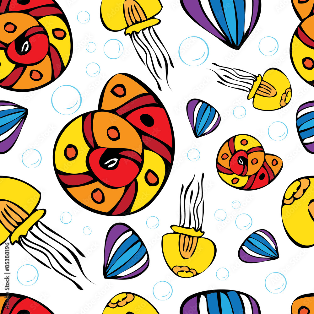 Naklejka premium seabed seamless pattern 2