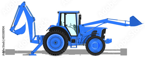 Tractor with loader and scoop side view