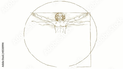 vitruvian man hand draw