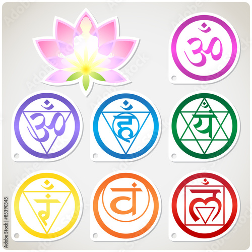 Chakras Set and Lotus