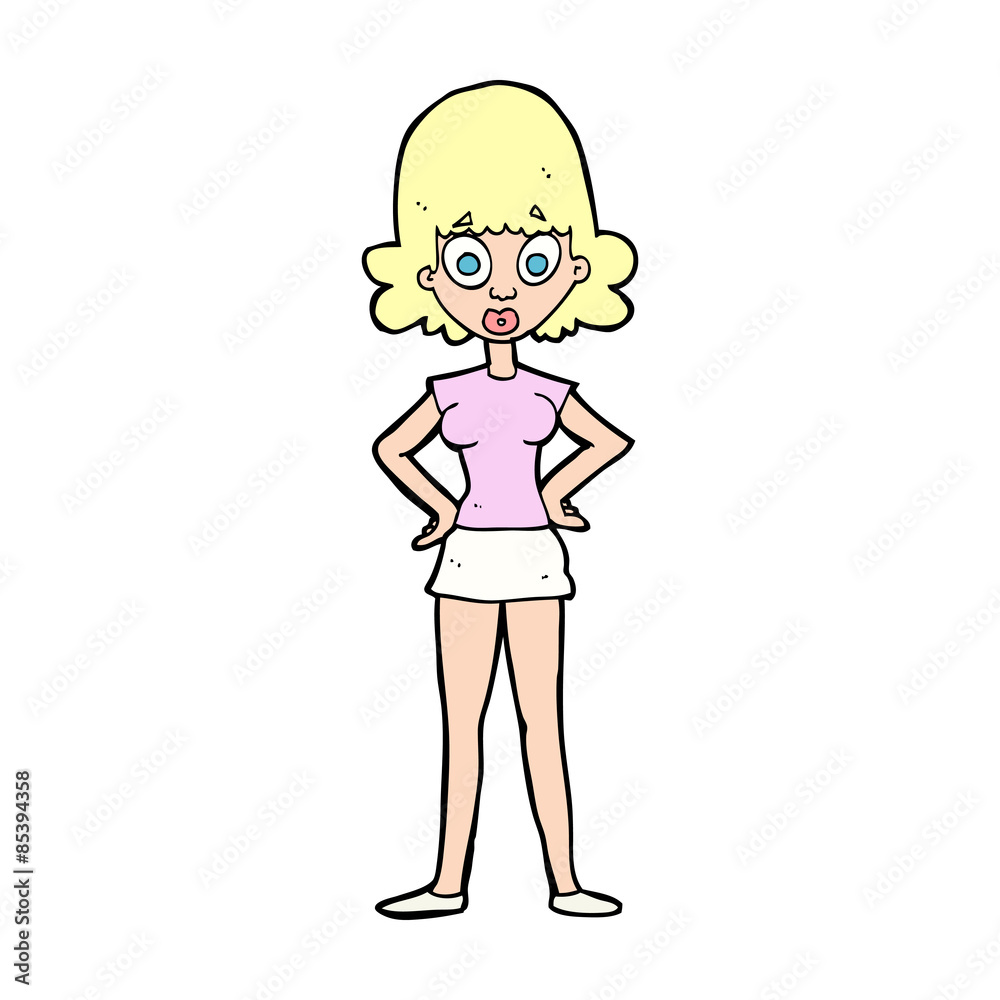 cartoon surprised woman