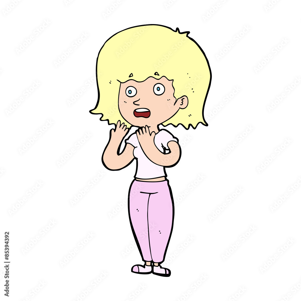 cartoon shocked woman