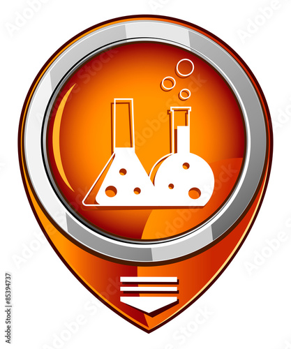 Flask with chemical reagent - orange pointer
