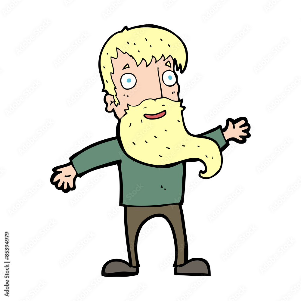 cartoon man with beard waving
