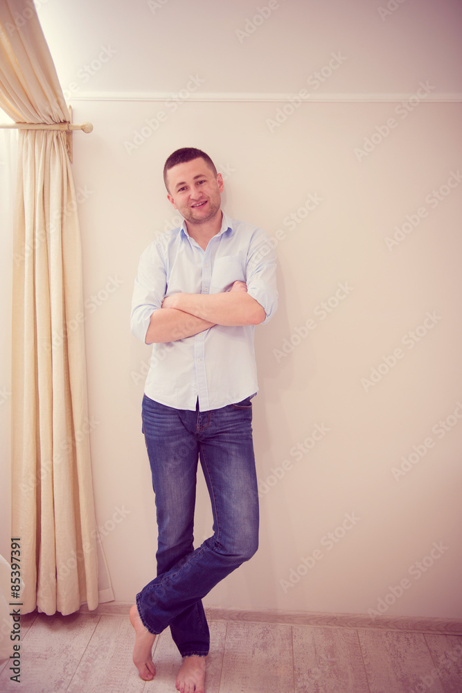 Portrait of young happy unshaven man Portrait of young happy unshaven man