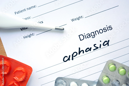 Diagnosis aphasia and tablets. Medicine concept. photo