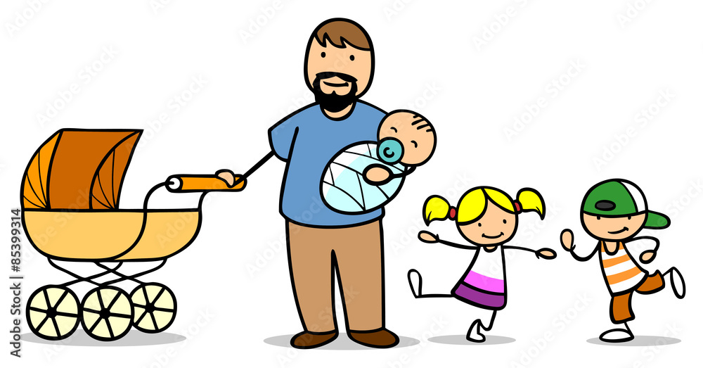 Alleinerziehender Vater mit Baby und Kindern