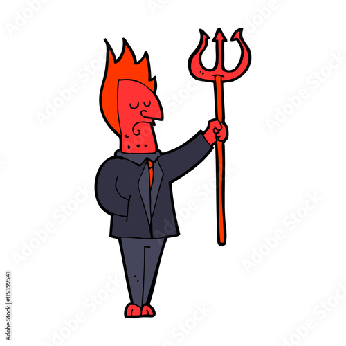 cartoon devil with pitchfork