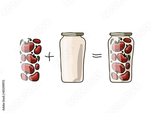 Bank of pickled tomatos, sketch for your design