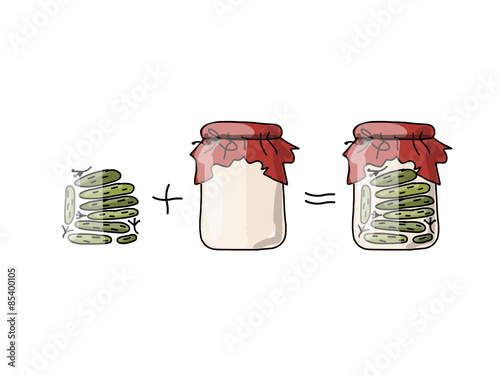 Bank of pickled cucumber, sketch for your design